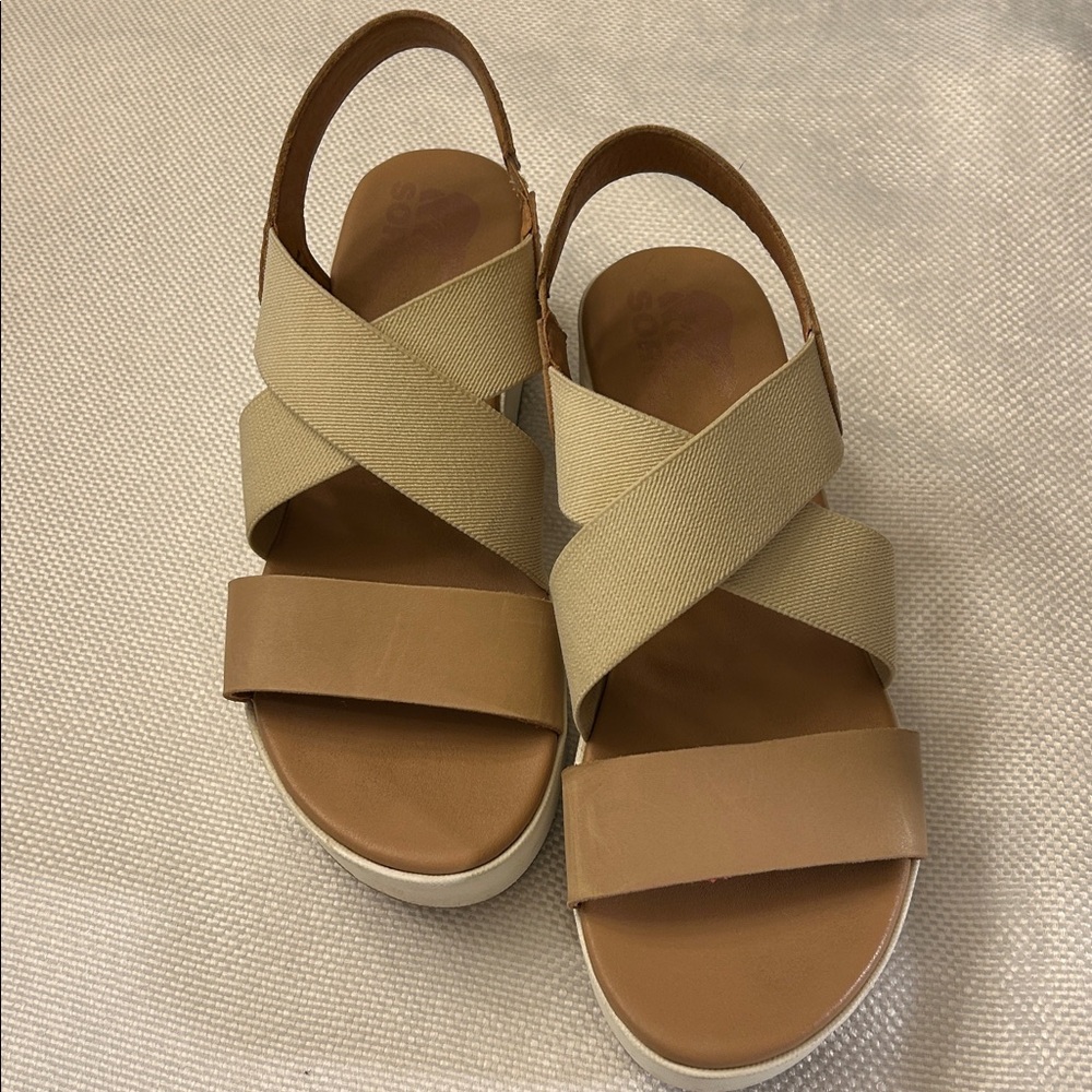 Sorel Tan and Cream Platform Sandals - Picture 6 of 6